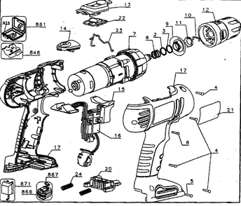 Housing Assembly Diagram and Parts List for FSD142K2  Black and Decker Drill